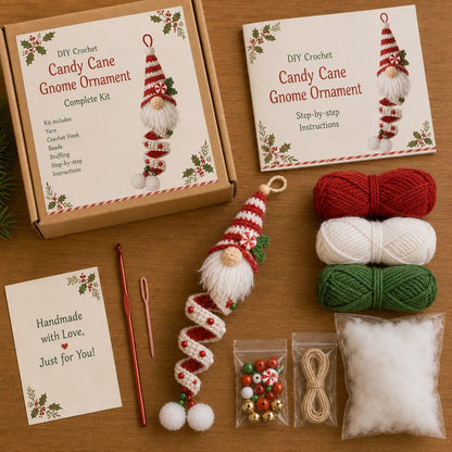 🔥 LAST DAY 49% OFF – 🎄Cozy Gnome Crochet Ornament Kit Collection | Premium Soft Yarn, Complete Crochet Tools & 9 Charming Designs 🧶✨