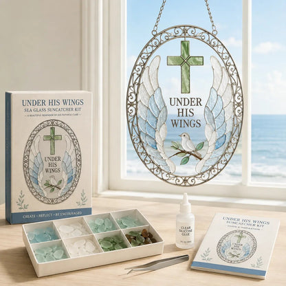 ✝️ Beginner-Friendly DIY Scripture Sea Glass Suncatcher Kit Collection | Complete Kit with Frosted Sea Glass Pieces, Clear Adhesive & Step-by-Step Guide Included 💕