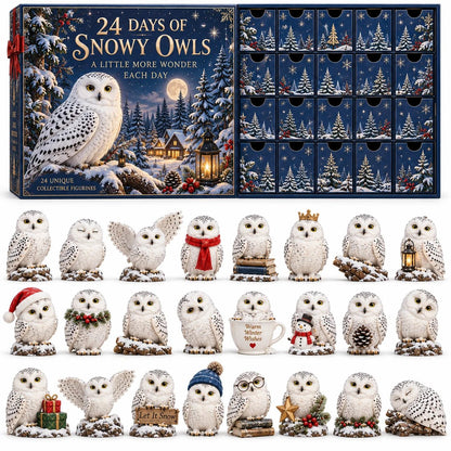 24 Days of Snowy Owls – Christmas Advent Calendar with 24 Unique Collectible Owl Figurines