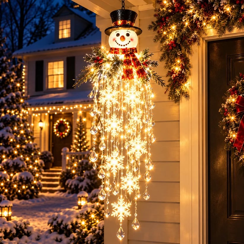 ❄️Crystal Cascade Christmas Snowflake LED Hanging Light✨