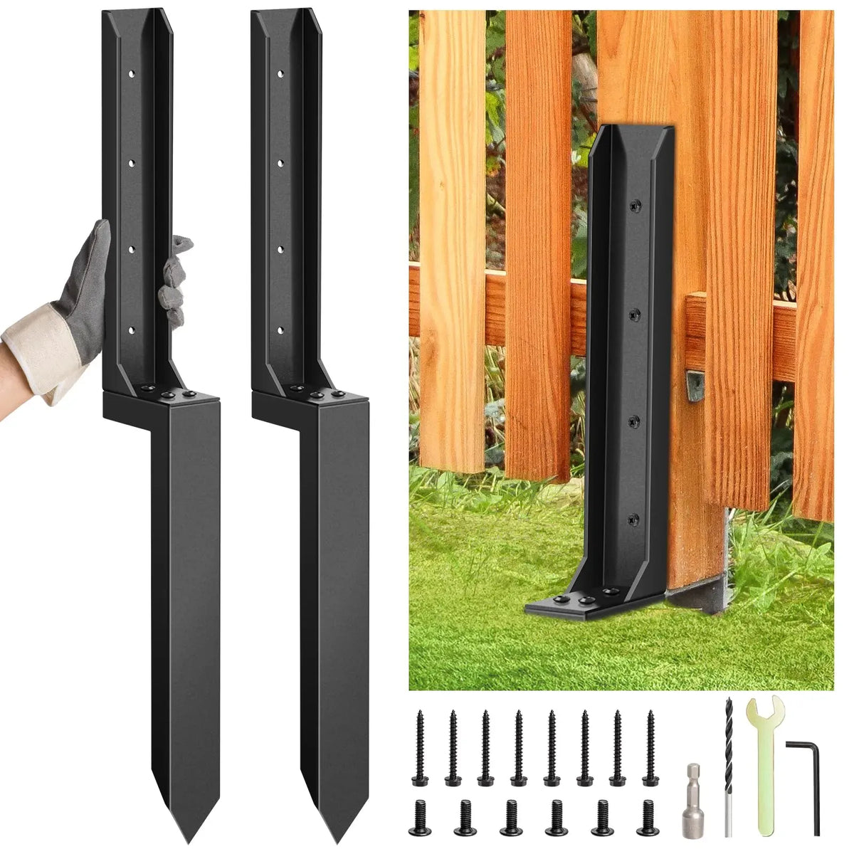 Heavy-Duty H-Shaped Fence Post Repair Kit