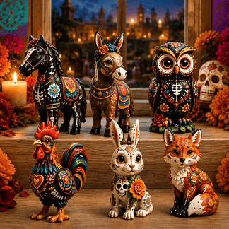 Día de Muertos Animals Advent Calendar 2026 – 24‑Day Folk Art Animal Figurine Collection | 24 Unique Collector‑Grade Miniatures