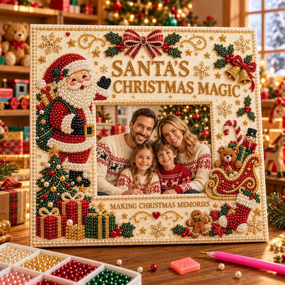 🎄 DIY Christmas Pearl & Rhinestone Photo Frame Kit | Beginner-Friendly Holiday Craft 💎