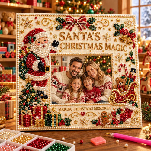 🎄 DIY Christmas Pearl & Rhinestone Photo Frame Kit | Beginner-Friendly Holiday Craft 💎