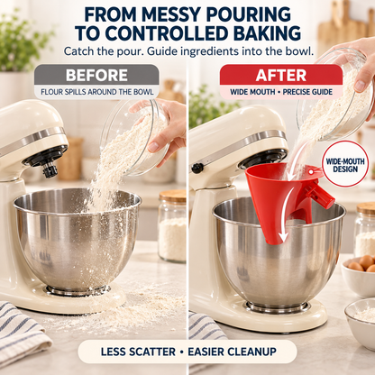 Stand Mixer Flour Funnel – Mess-Free Wide-Mouth Ingredient Guide for Home Baking