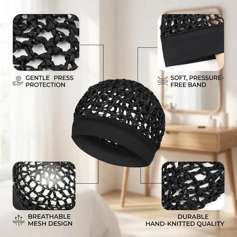 🌹🌙 3-Piece Stretchy Wide-Edge Sleeping Cap Set