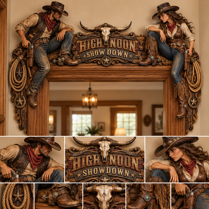⏰Limited Stock 50% OFF - 🤠⭐ High Noon Showdown™ Western Doorway Decor 🐂🌵
