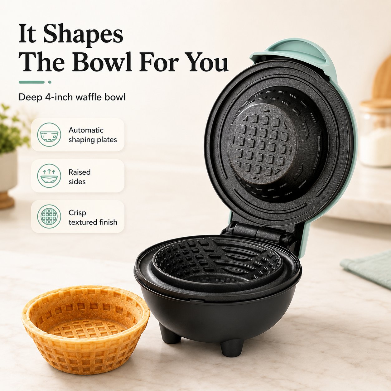 🧇 Electric Mini Waffle Bowl Maker