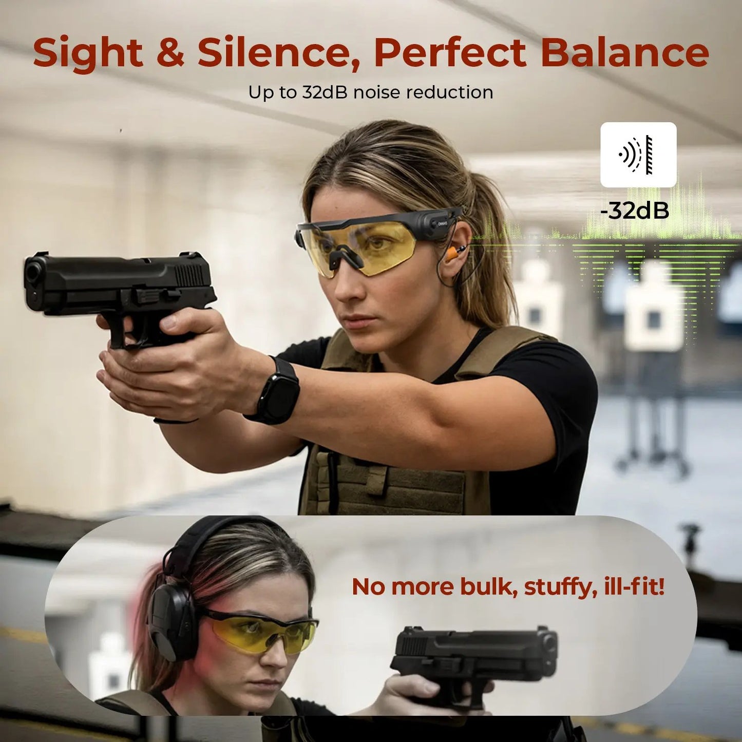 Safety Goggles with Noise Reduction Plugs
