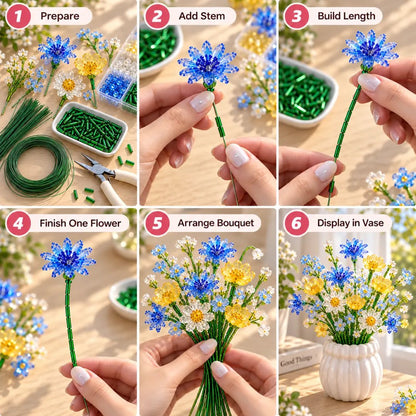 ⏳ Last Day 49% OFF –🌼✨DIY Beaded Wildflower Bouquet Kit – Handmade Crystal Flower Craft Set🌸✨(📦Buy 2 Free Shipping)