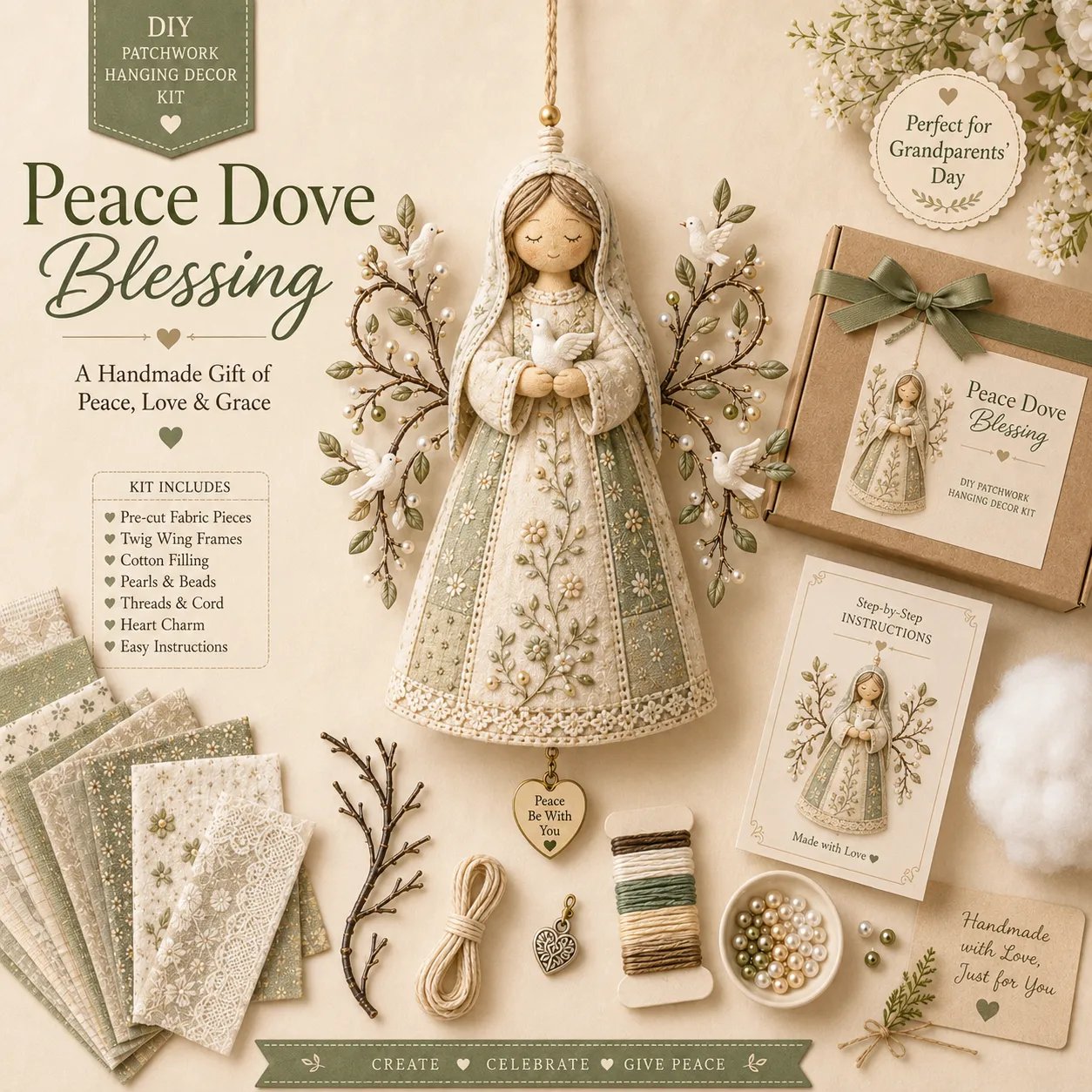 🐦 Beginner-Friendly DIY Hummingbird Blessing Wings Patchwork Hanging Kit | Complete Kit with Pre-Cut Fabrics, Decorative Accents & Step-by-Step Guide Included 💕