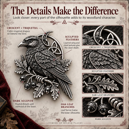 🐦‍⬛ Gothic Celtic Raven Brooch | 4 Single-Brooch Styles