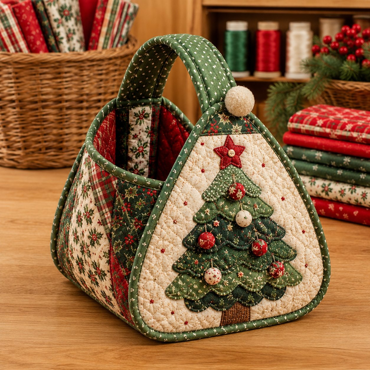 ⏳ Last Day 49% OFF – 🎄 Christmas Character Quilted Carry Basket🎁✨