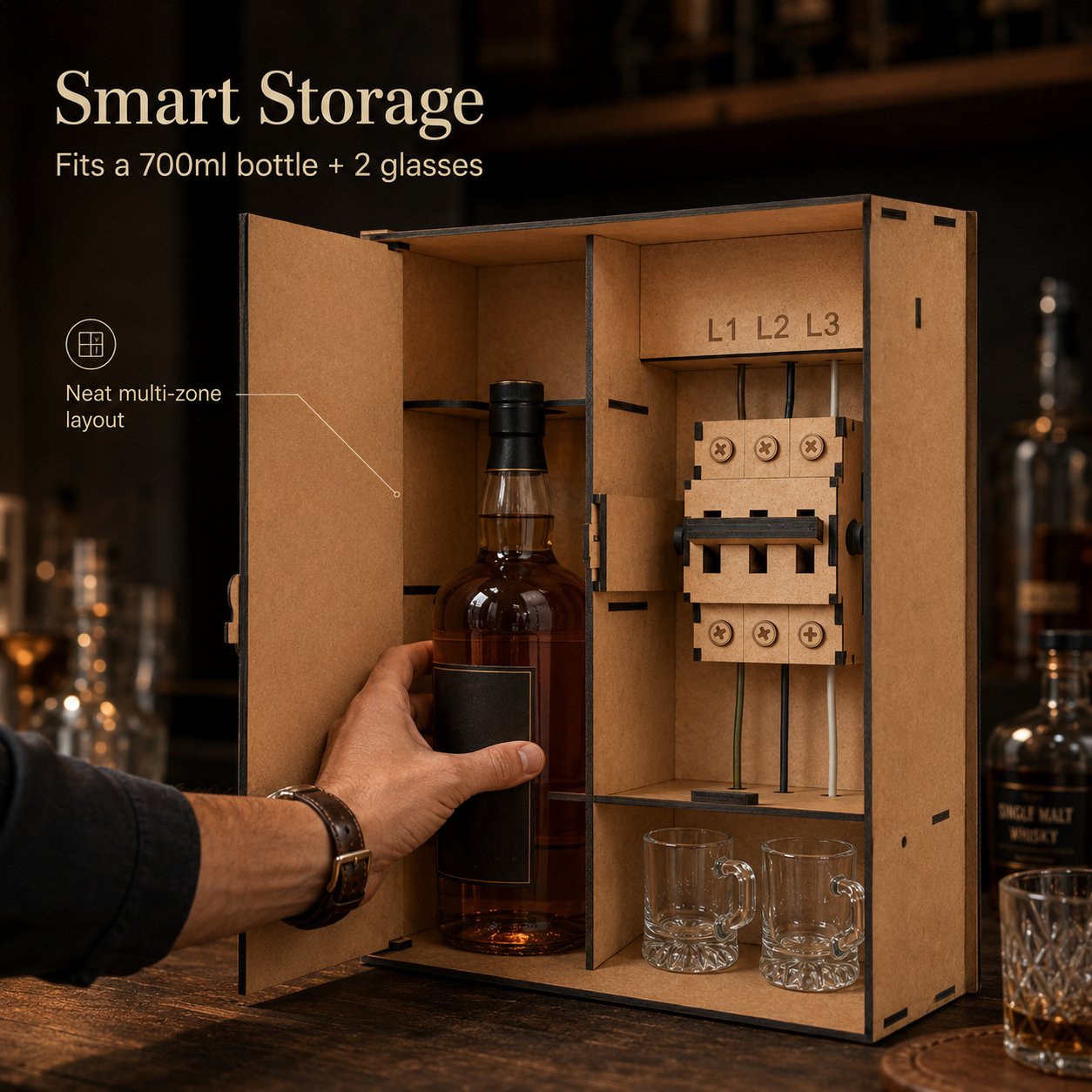 Industrial Electrical Cabinet Whiskey Gift Box | Interactive Puzzle Wooden Liquor Storage Box ⚡💀