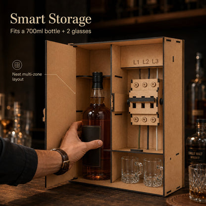 Industrial Electrical Cabinet Whiskey Gift Box | Interactive Puzzle Wooden Liquor Storage Box ⚡💀