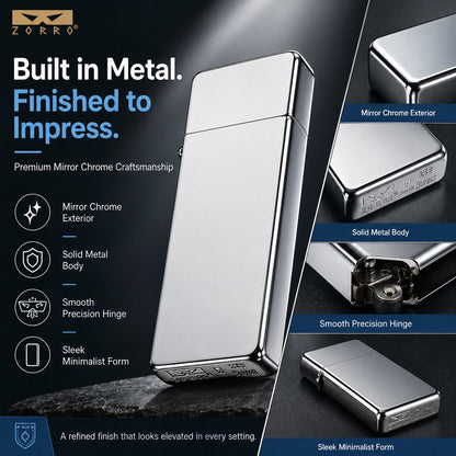 Ultra-Thin Metal Lighter – Mirror Chrome Reusable Kerosene Lighter