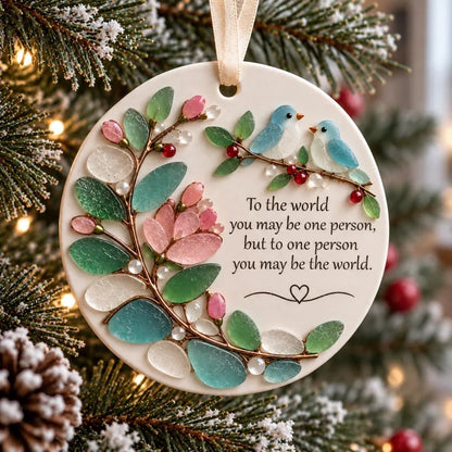 🐦 Love Birds Friendship Sea Glass Ornament 💙 Handcrafted with Dedication