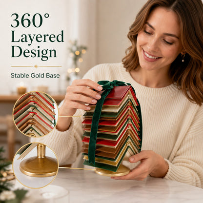 Stacked Book Christmas Tree with Ribbon