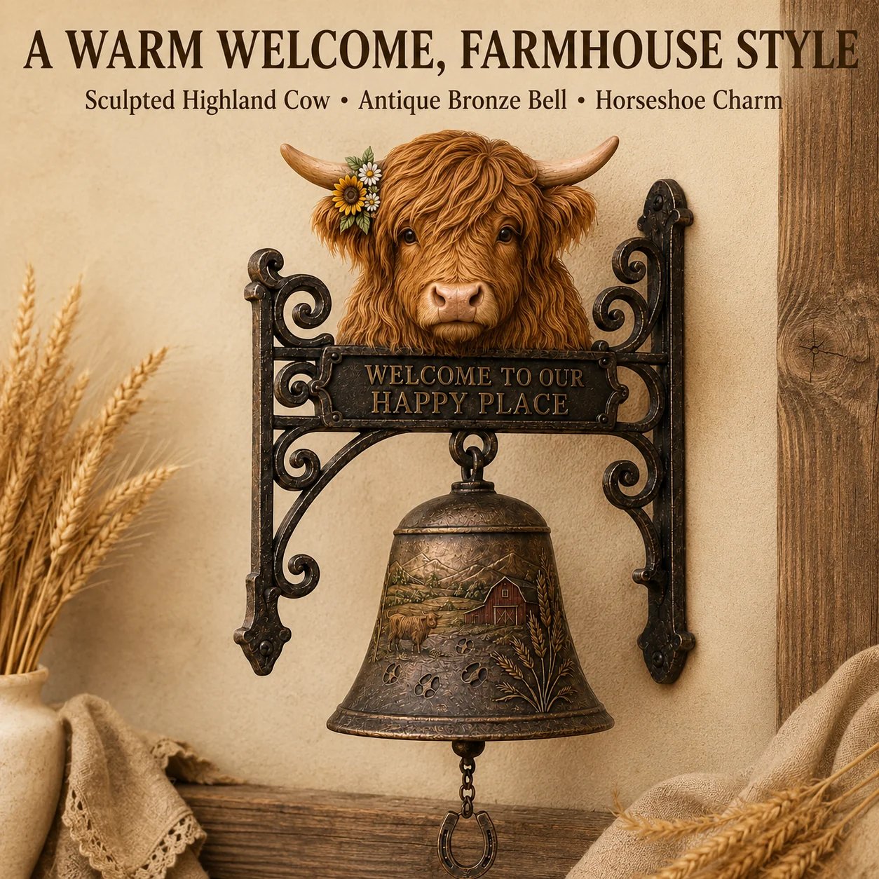 🎉🎅 2026 Christmas Gift 50% Off--🐂Highland Cow Farmhouse Welcome Bell🔔