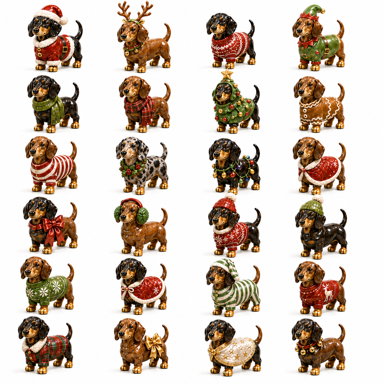 24-Day Dachshund Advent Calendar | Collectible Dog Figurine Christmas Countdown
