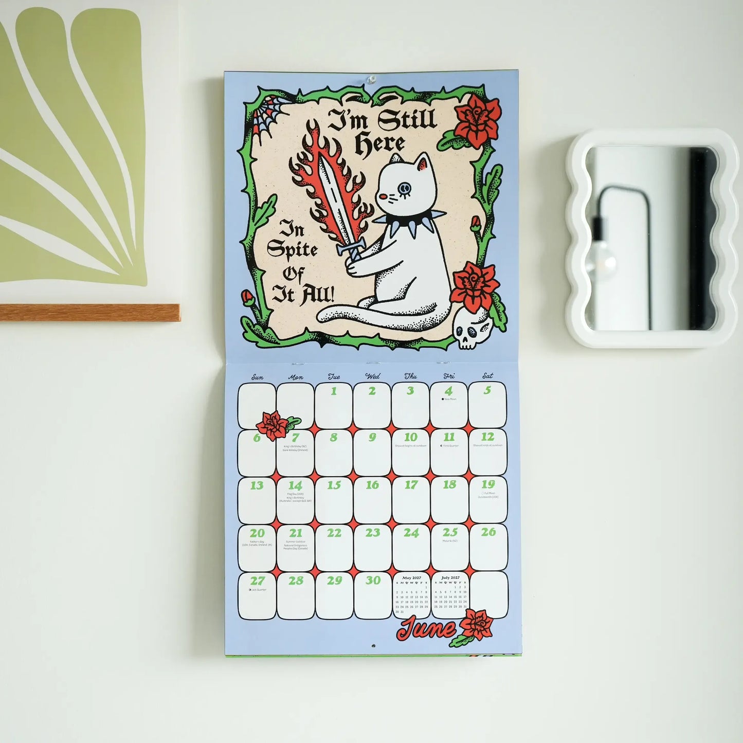🖤📅2027 Edgy Feminine Wall Calendar – Bold Women’s Artwork with Sticker Sheet Included🌹