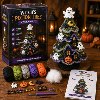 🎃 Halloween Tree DIY Crochet Kit | All-In-One Kit for a Layered 7-Inch Spooky Tabletop Decoration 🧶👻✨