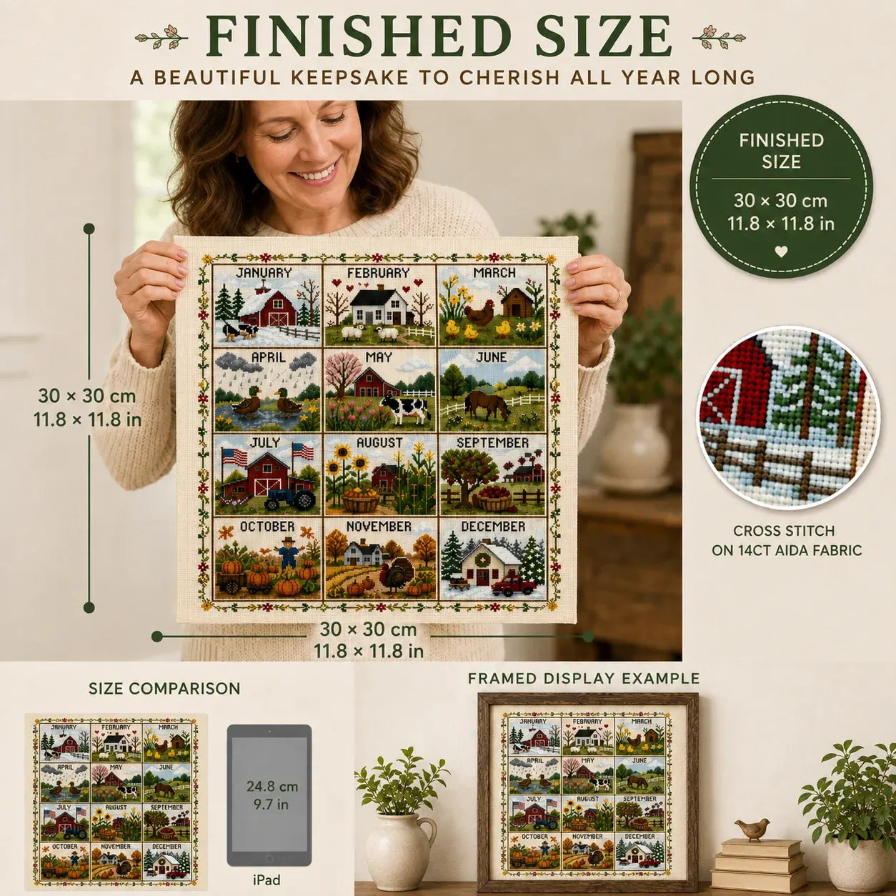 A Year in Stitches – 12-Month Seasonal Cross Stitch Kit