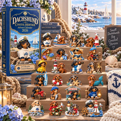 Dachshund Coastal Advent Calendar 2026 – 24 Seaside Miniatures
