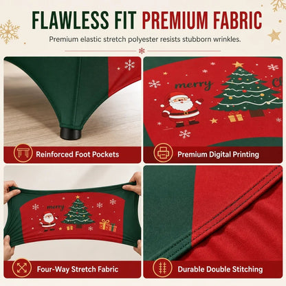 🎄 Christmas Stretch Fitted Table Cover | 3 Colors & Sizes