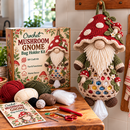 🔥 BUY 3 GET 1 FREE 🔥- 🧶 Gnome Kitchen Keepers | Crochet Bag Holder Collection 🌿