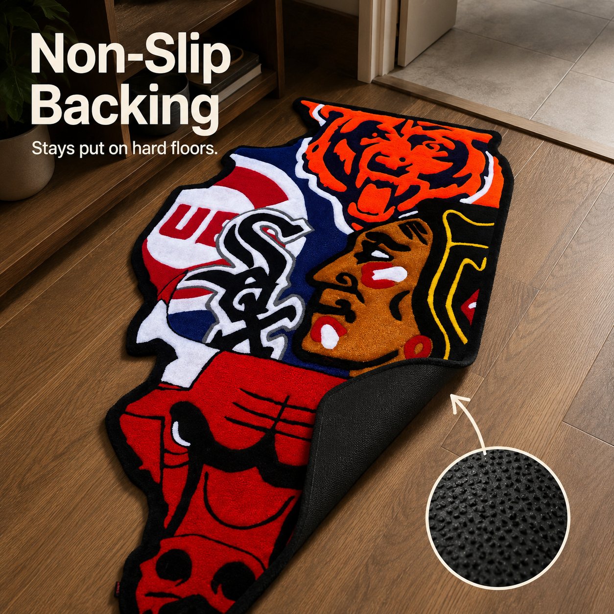Illinois Chicago All-Team Hand-Tufted Area Rug 🐂🐻⚾