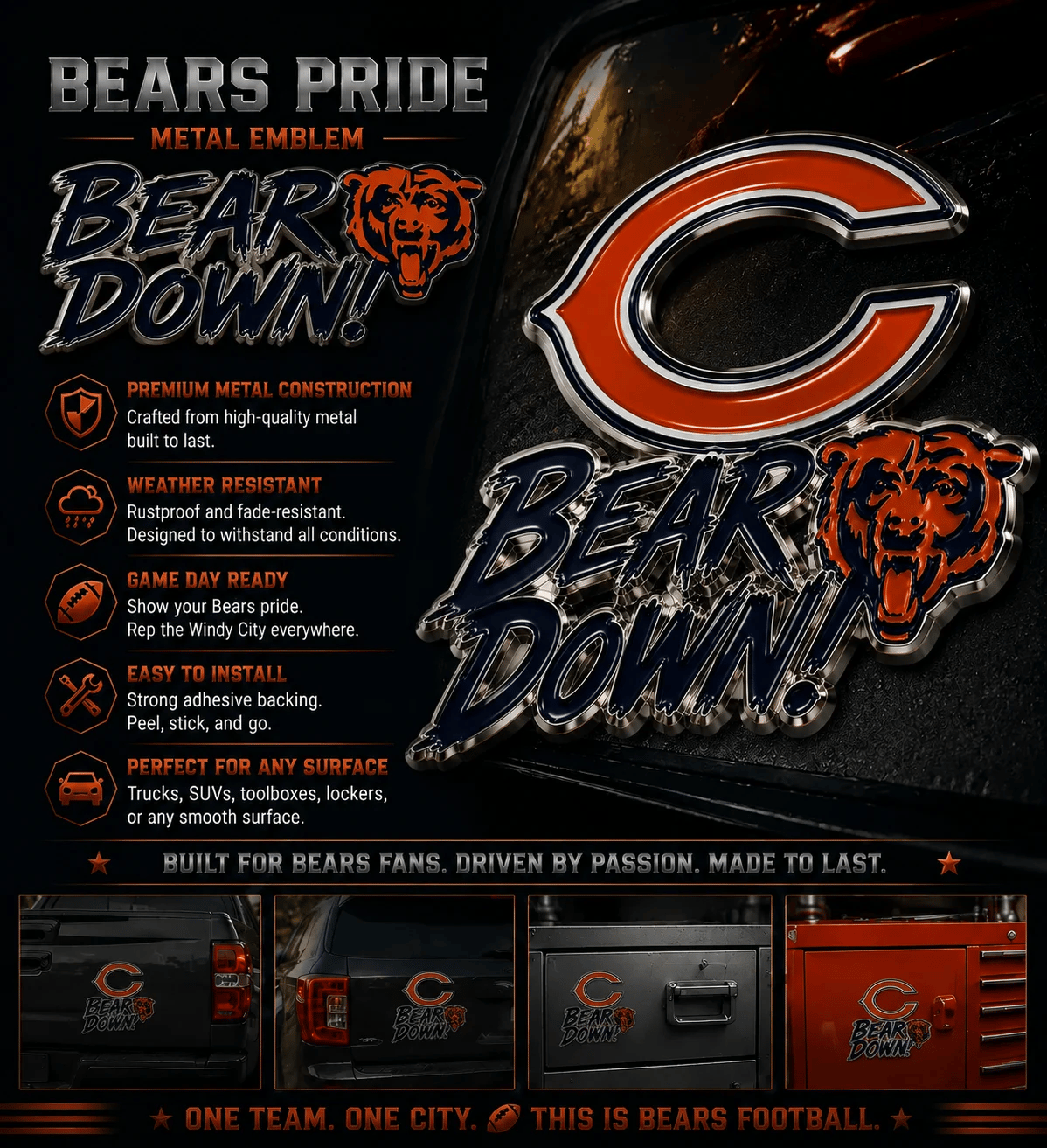 🔥HOT SALE 49% OFF🐻🏈Bear Down Car Emblem Metal Badge🚗