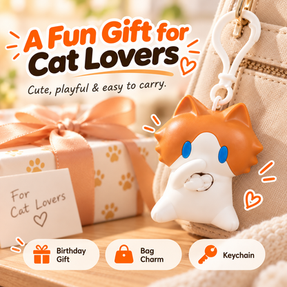 🐱 Interactive Waving Cat Keychain & Backpack Charm – Pull to Make It Wave