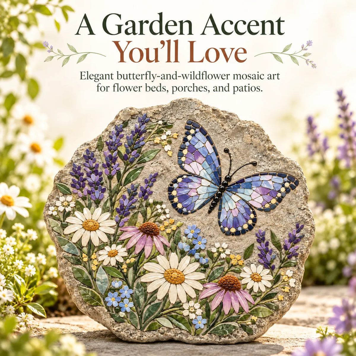 🦋 Butterfly Wildflower Mosaic Stepping Stone DIY Kit