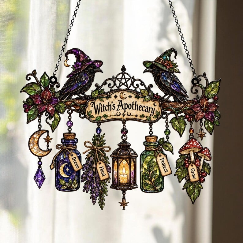 🔥Last Day 50% OFF – 🖤 🐦‍⬛Raven Witch Suncatcher(✨Buy 2 Free Shipping)