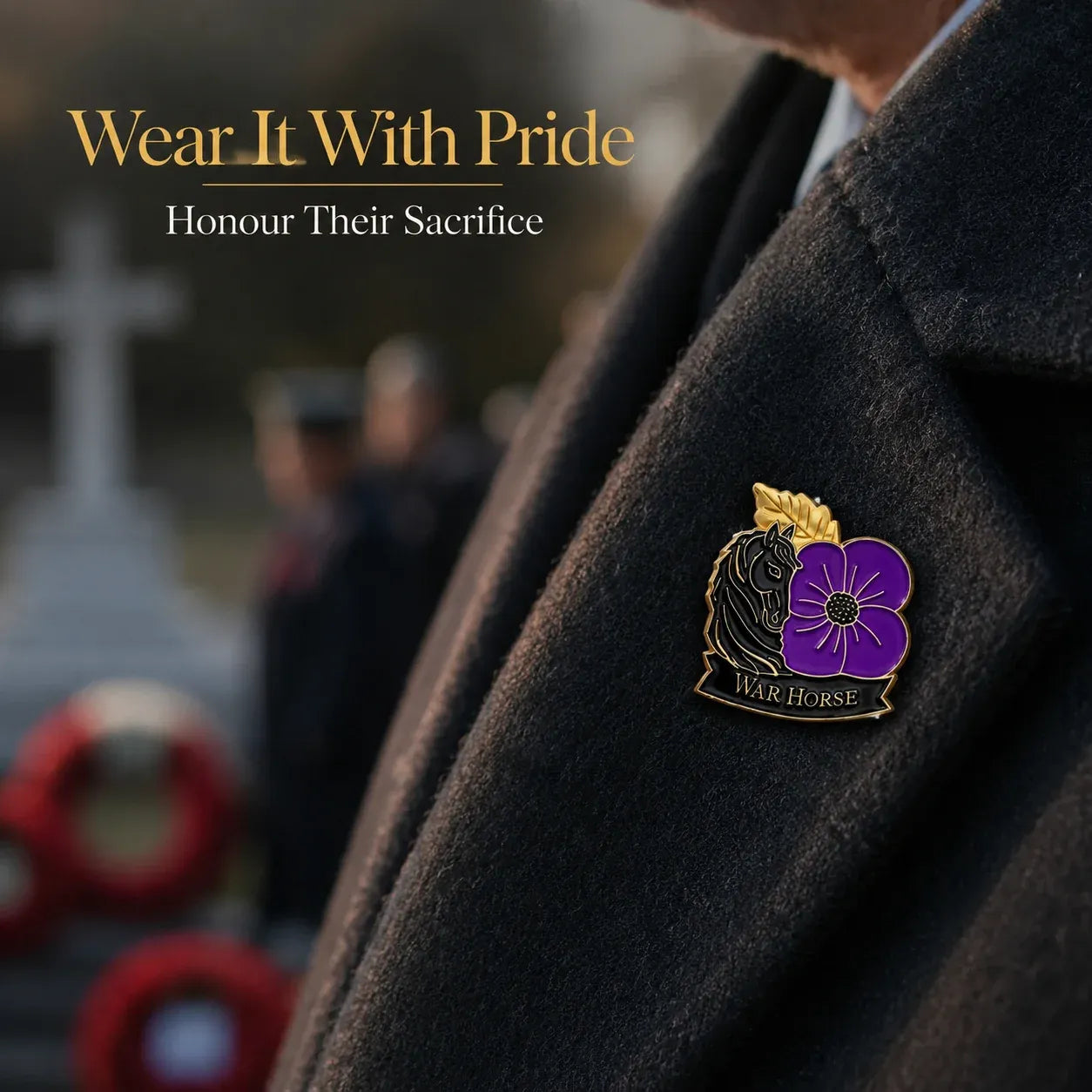 🐴 111th Anniversary War Horse Purple Poppy Remembrance Brooch | Meaningful Memorial Keepsake with Antique-Inspired Details for Veterans, Horse Lovers & History Collectors 💜