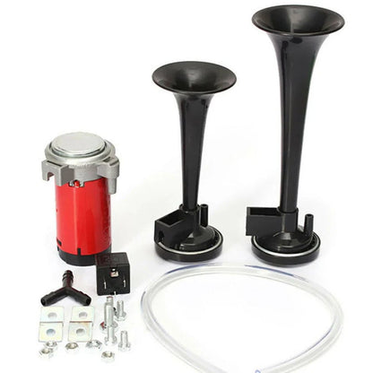 🎉📯49% OFF! 🚗 Universal Dual Trumpet Air Horn Kit – 135dB, 12V, Complete Installation Kit 🔊