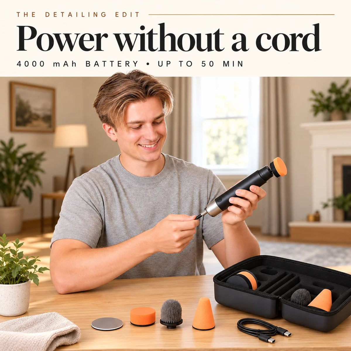 🚗 3-in-1 Cordless Car Polisher – 12,000 RPM Rechargeable Tool