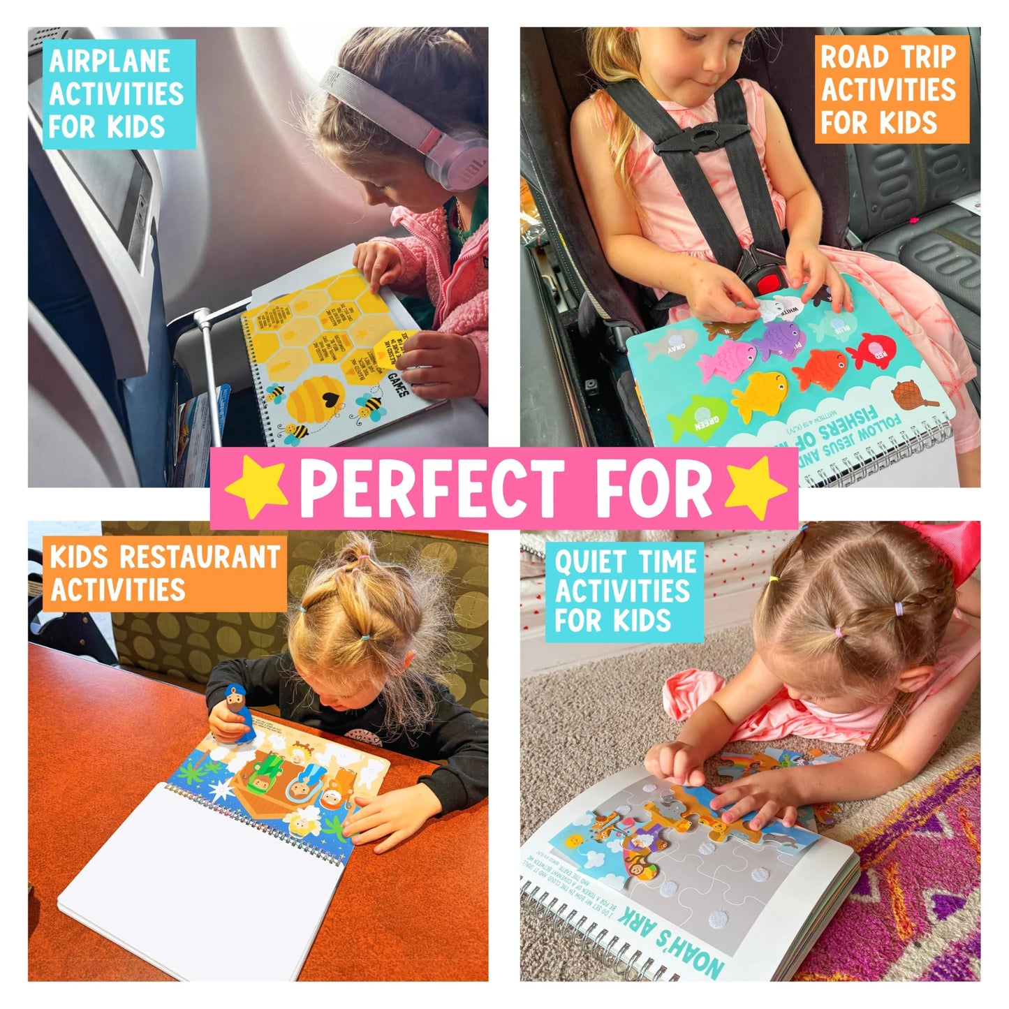 ✝️ Bible Busy Book for Toddlers | Montessori Christian Quiet Book with 152 Velcro Pieces & 15 Faith Activities