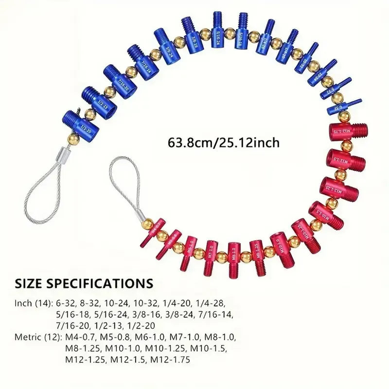 Detachable Nut & Bolt Size Gauge, 26 Male & Female Gauges