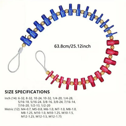 Detachable Nut & Bolt Size Gauge, 26 Male & Female Gauges