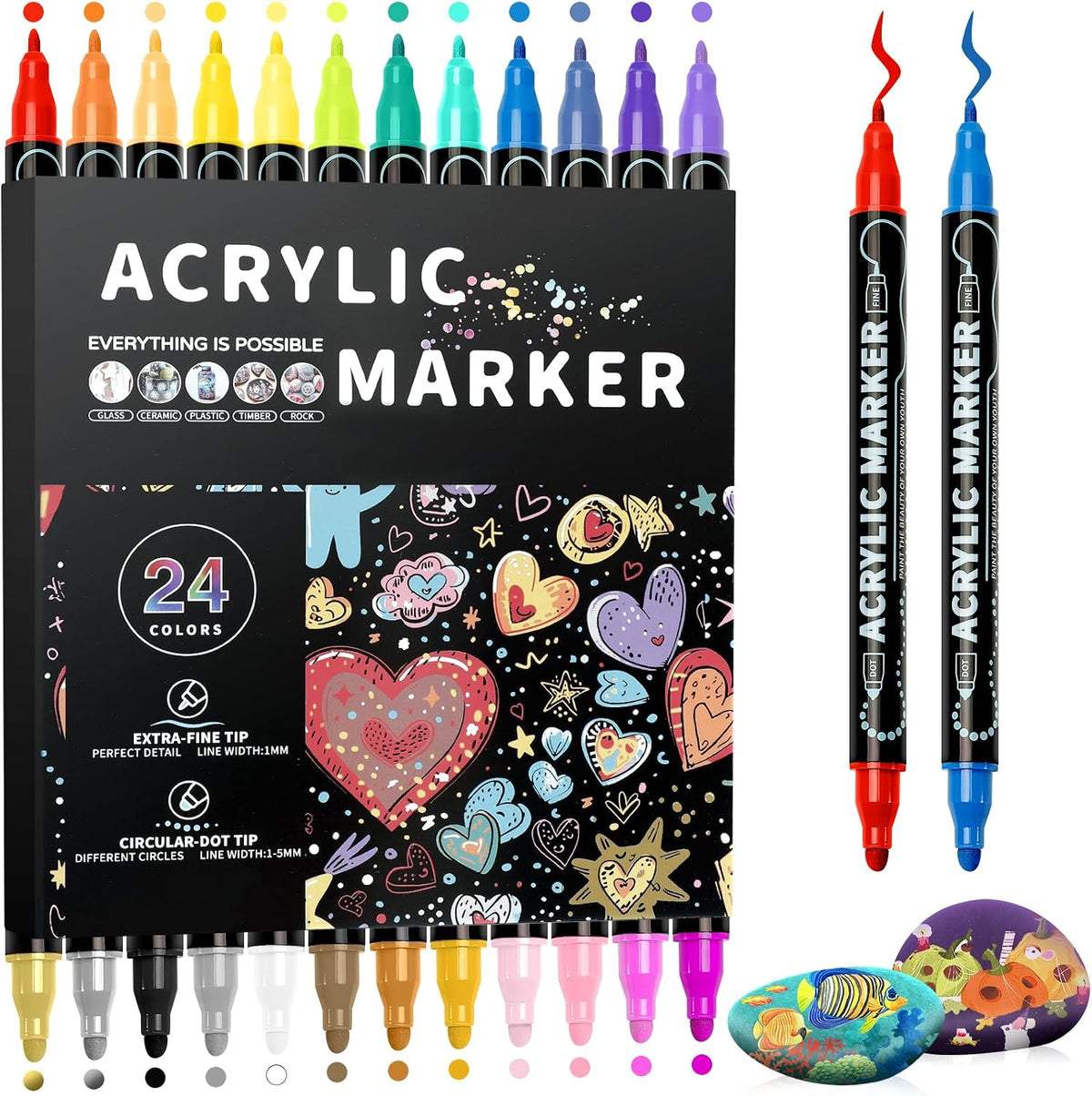 🌟Premium Dual-Tip Acrylic Markers Set | Unleash Your Creativity!🎨