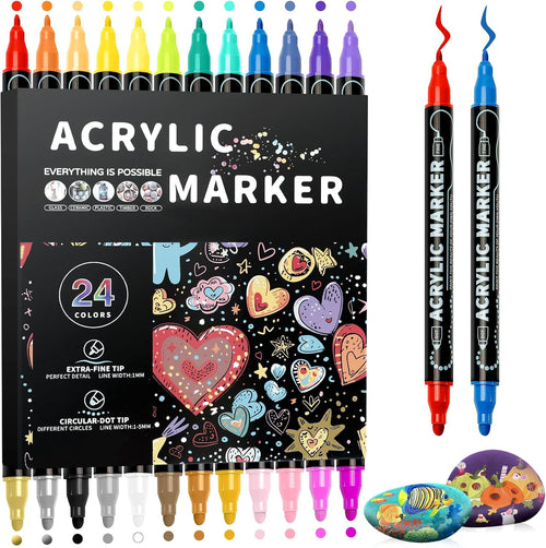 🌟Premium Dual-Tip Acrylic Markers Set | Unleash Your Creativity!🎨