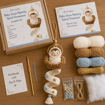🔥Last Day 49% OFF - 🙏🧵DIY Crochet Blessed Mother Spiral Hanging Ornament Kit🪡