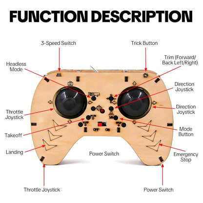 💥🏆Top Gift 2026 🎁 DIY Wooden Drone Assembly Kit, 2.4GHz RC Quadcopter with 360° Flip, Emergency Stop & Beginner Friendly Controls, STEM Building Toy for Teens & Adults