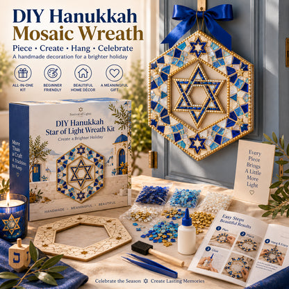 🕎 DIY Hanukkah Mosaic Wreath Kit – 6 Festive Designs for Holiday Home Décor