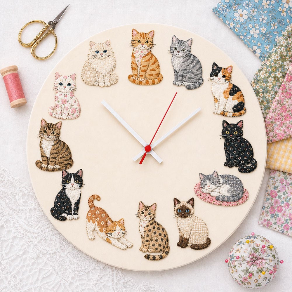 ⏳ Last Day 49% OFF – 🕒 Beginner-Friendly DIY Patchwork Fabric Clock Kit – 12-Themed Appliqué Wall Clock | Complete Kit with Coordinated Fabrics, Clock Mechanism & Step-by-Step Guide Included 💕