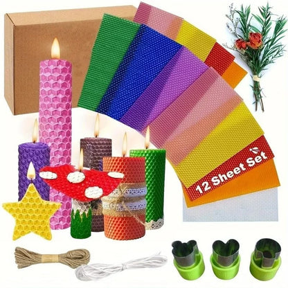 🔥HOT SALE🔥📢🕯️ DIY Beeswax Candle Making Kit (12-Piece Set) – Create Your Own Cozy Glow!