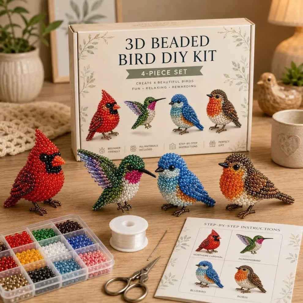 3D Beaded Animal Craft Kit – Relaxing 4-Piece DIY Set