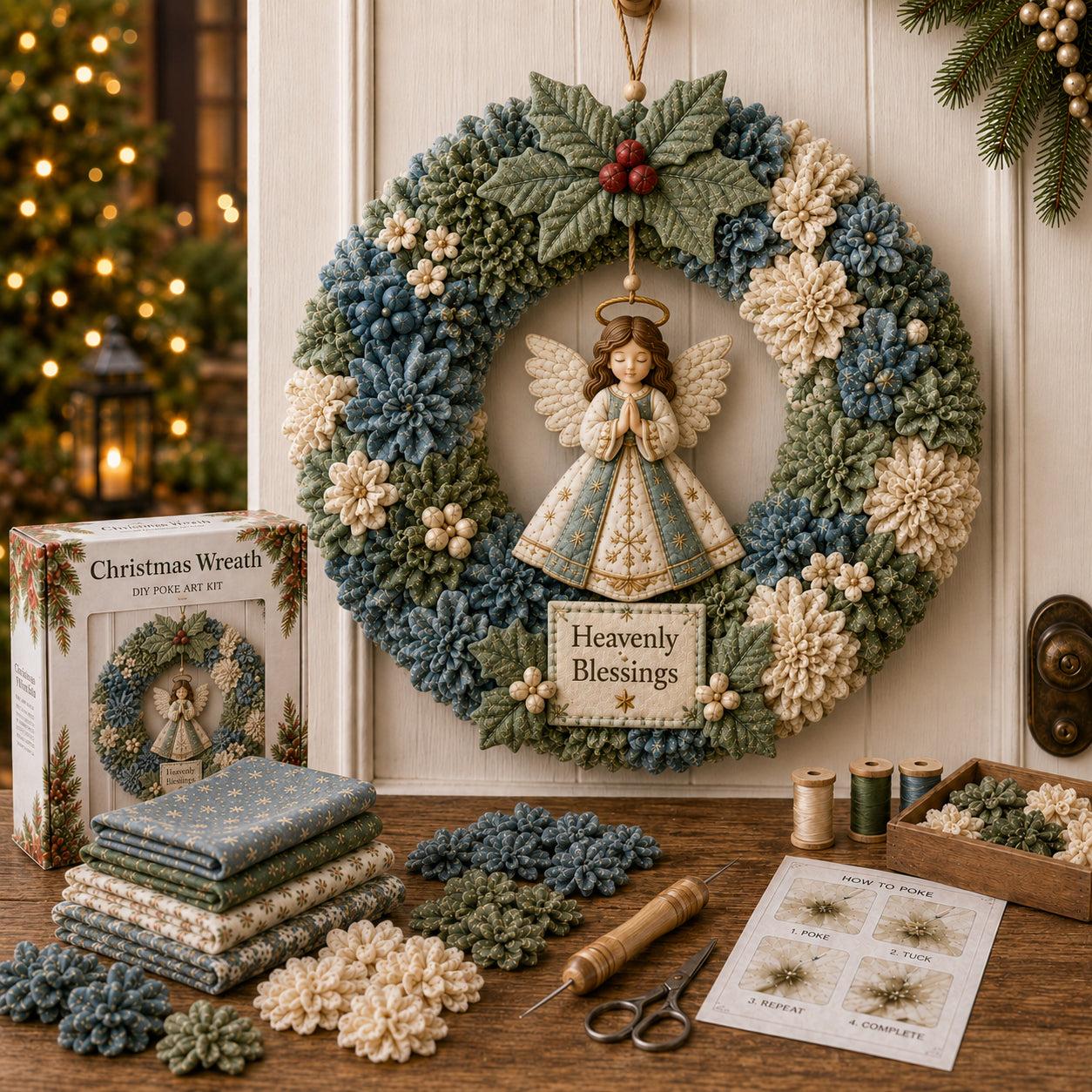 🔥49% Off Last Day🎄 3D Fabric Poke Wreath DIY Kit